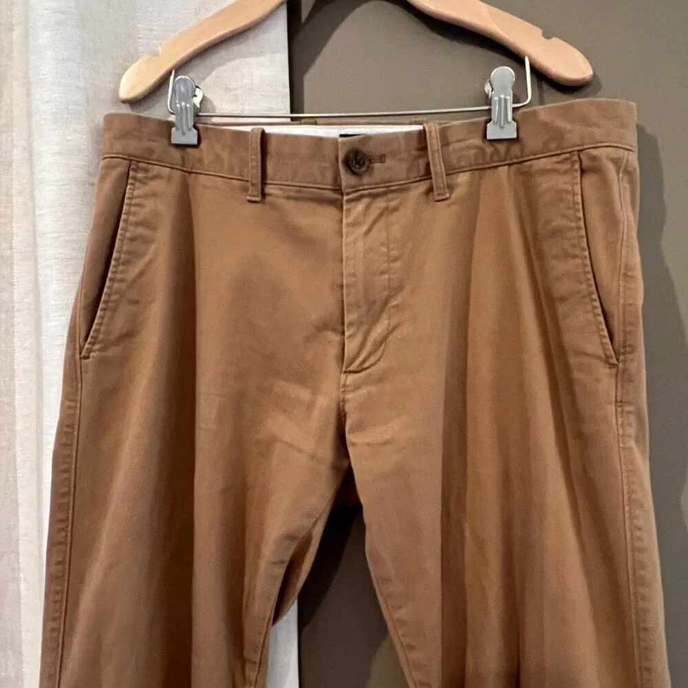 Men's J Crew Flex Camel Brown Slim Straight Leg, Preppy, Academia, W 32 / L 32
